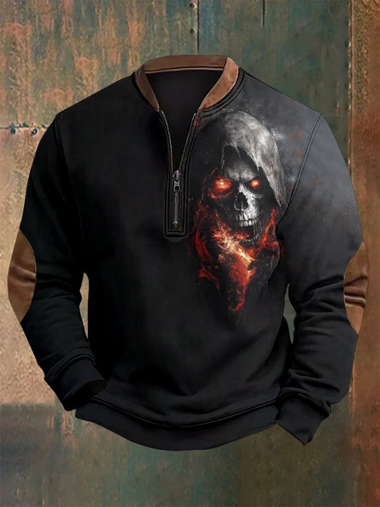 Sweatshirt mit Vintage-Totenkopf-Print für Herren