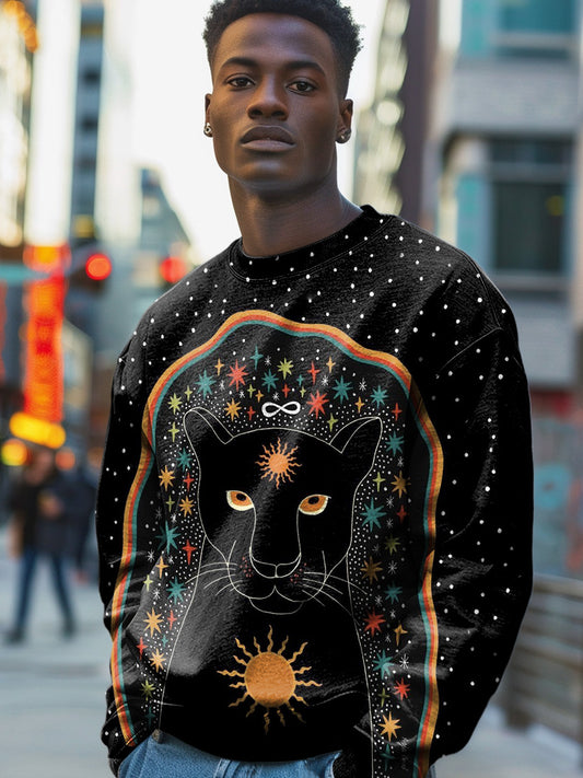 Vintage Black Panther Illustration Art Print Casual  Sweatshirt