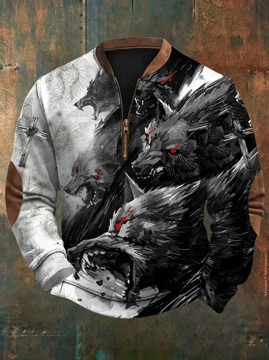 Sweatshirt mit Wolf-Print für Herren