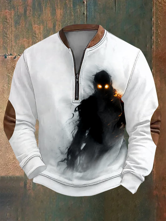 Sweatshirt mit Vintage-Totenkopf-Print für Herren