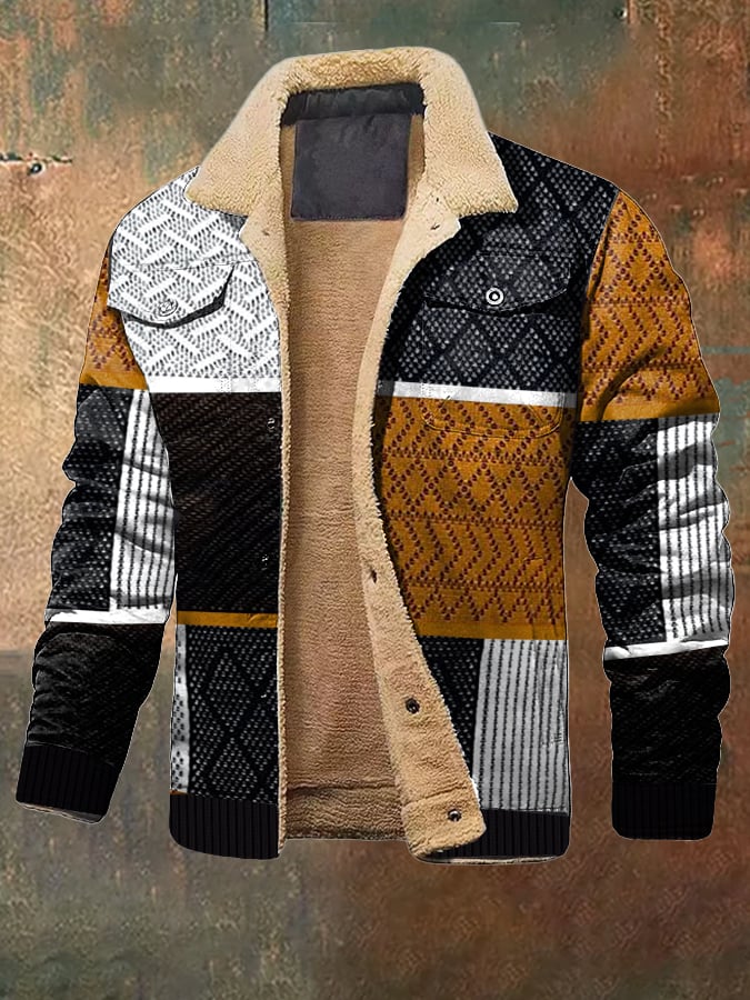 Men's retro western textured cotton lining printed jacket