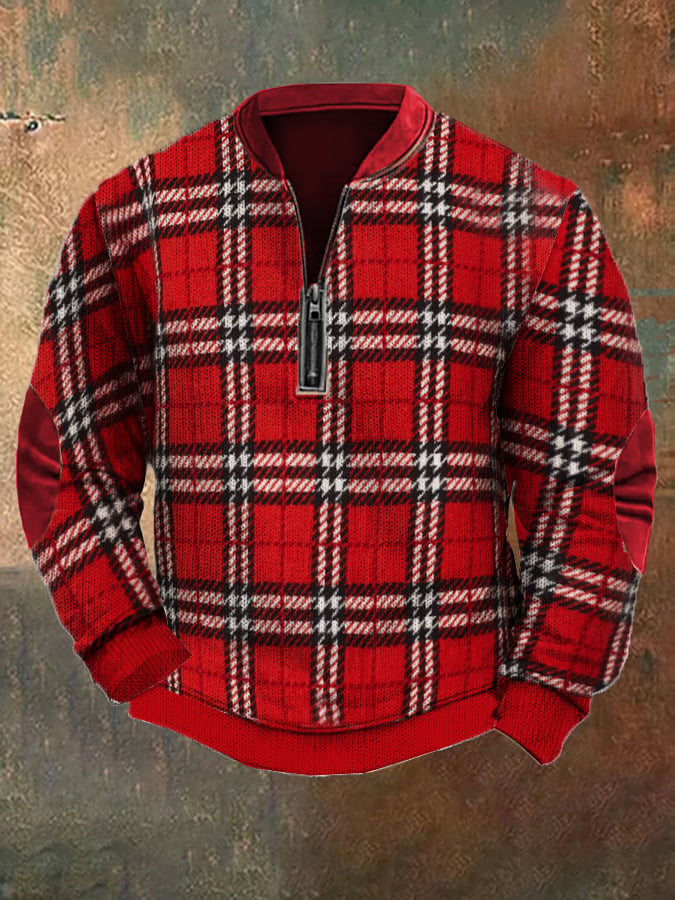 Men's Christmas Check Knit Sweatshirt