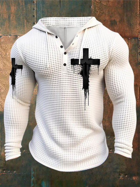 Men's Faith Print Long Sleeve Hooded Sweatshirt