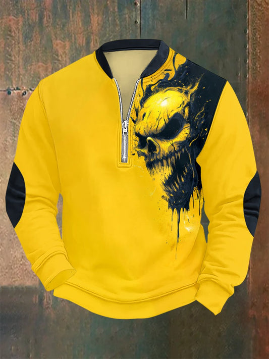 Sweatshirt mit Vintage-Totenkopf-Print für Herren