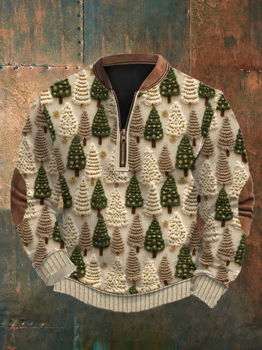 Men's Christmas Tree Pattern Cozy Sweatshirt