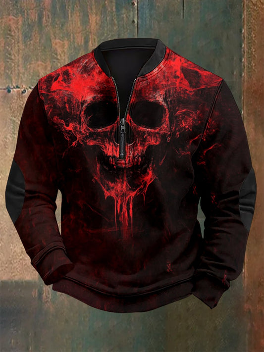 Sweatshirt mit Vintage-Totenkopf-Print für Herren