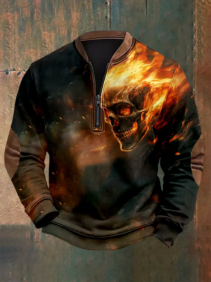 Sweatshirt mit Vintage-Totenkopf-Print für Herren