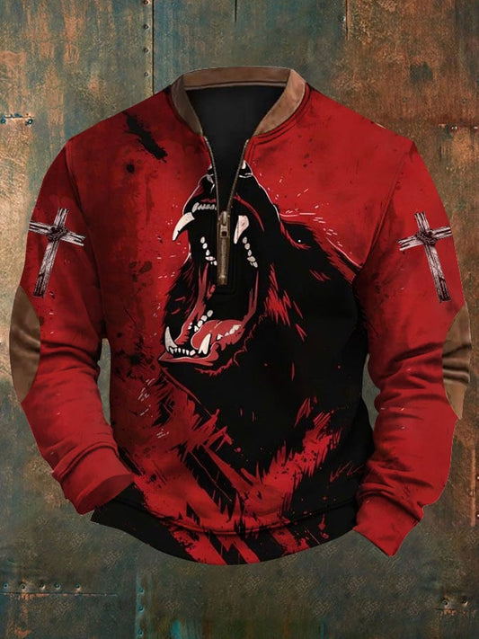 Sweatshirt mit Wolf-Print für Herren