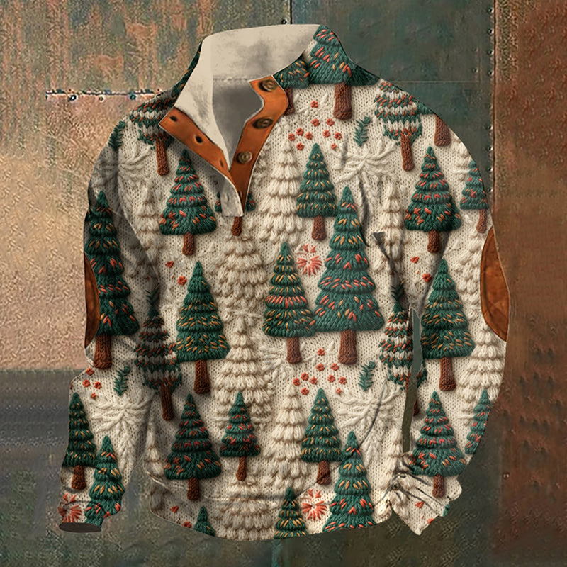 Men's Christmas Tree Jacquard Art Comfy Sweatshirt